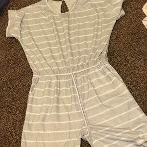 Heather Grey Stripe Romper